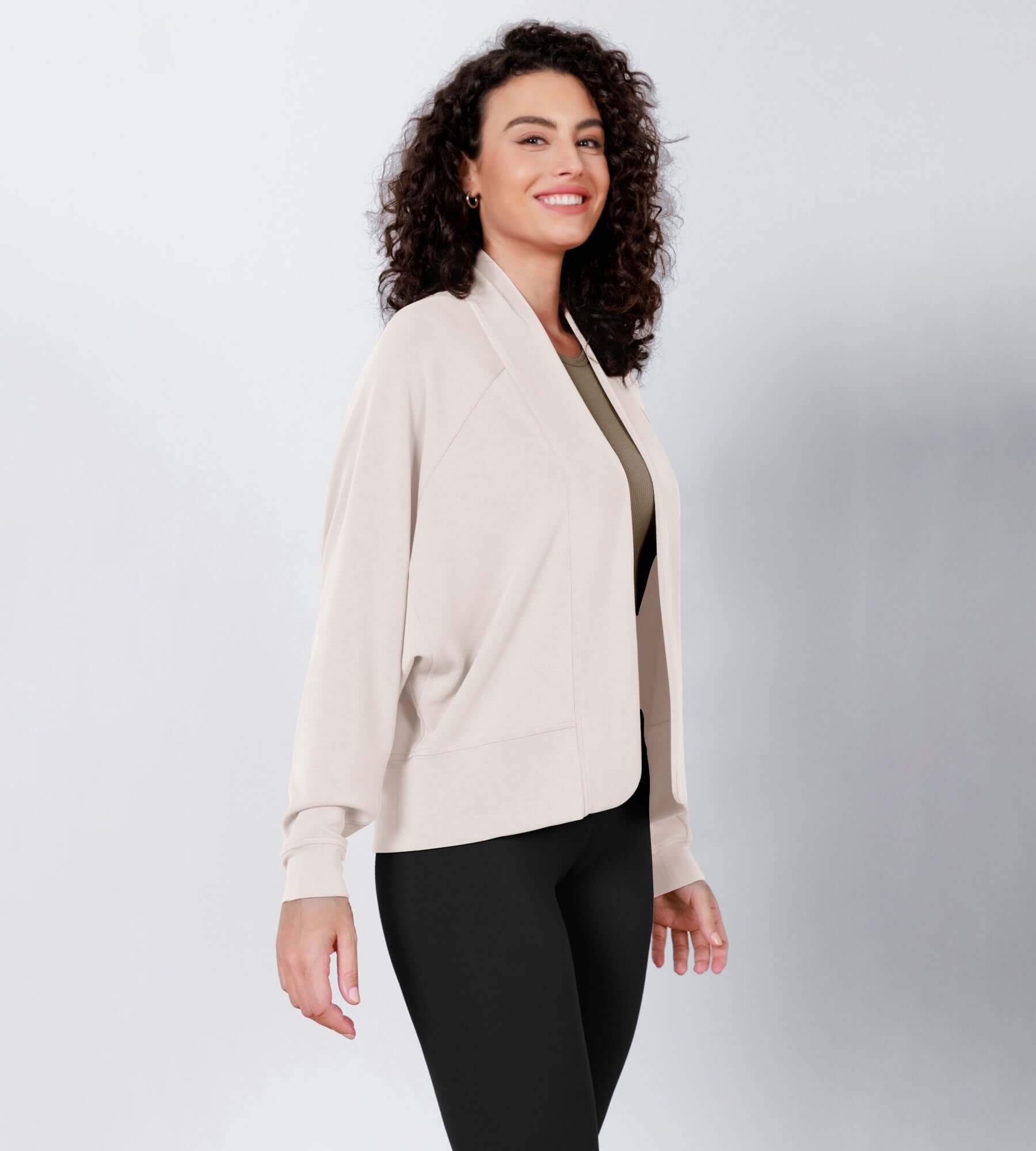 Modal Soft Open Front Long Sleeve Casual Wrap Cardigans - ododos