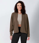 Modal Soft Open Front Long Sleeve Casual Wrap Cardigans Nutria - ododos