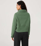 Fleece Lined Half Zip Funnel Neck Long Sleeve Oversized Sweatshirts - ododos