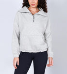 Funnel Neck Half Zipper Fleece Lined Hoodie - ododos