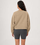 Fleece Lined Cropped Long Sleeve Crew Neck Sweatshirts Pullover - ododos