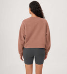 Fleece Lined Cropped Long Sleeve Crew Neck Sweatshirts Pullover - ododos