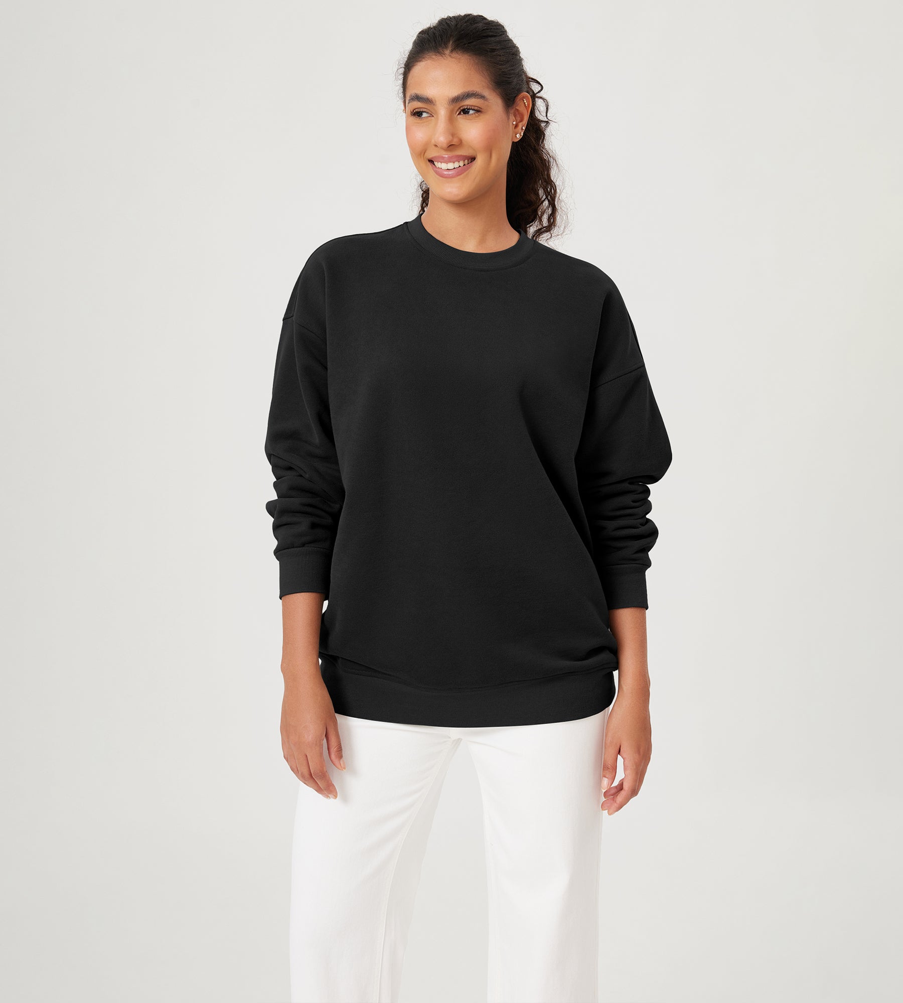 Fleece Lined Oversized Sweatshirts Long Sleeve Crew Neck Pullover - ododos