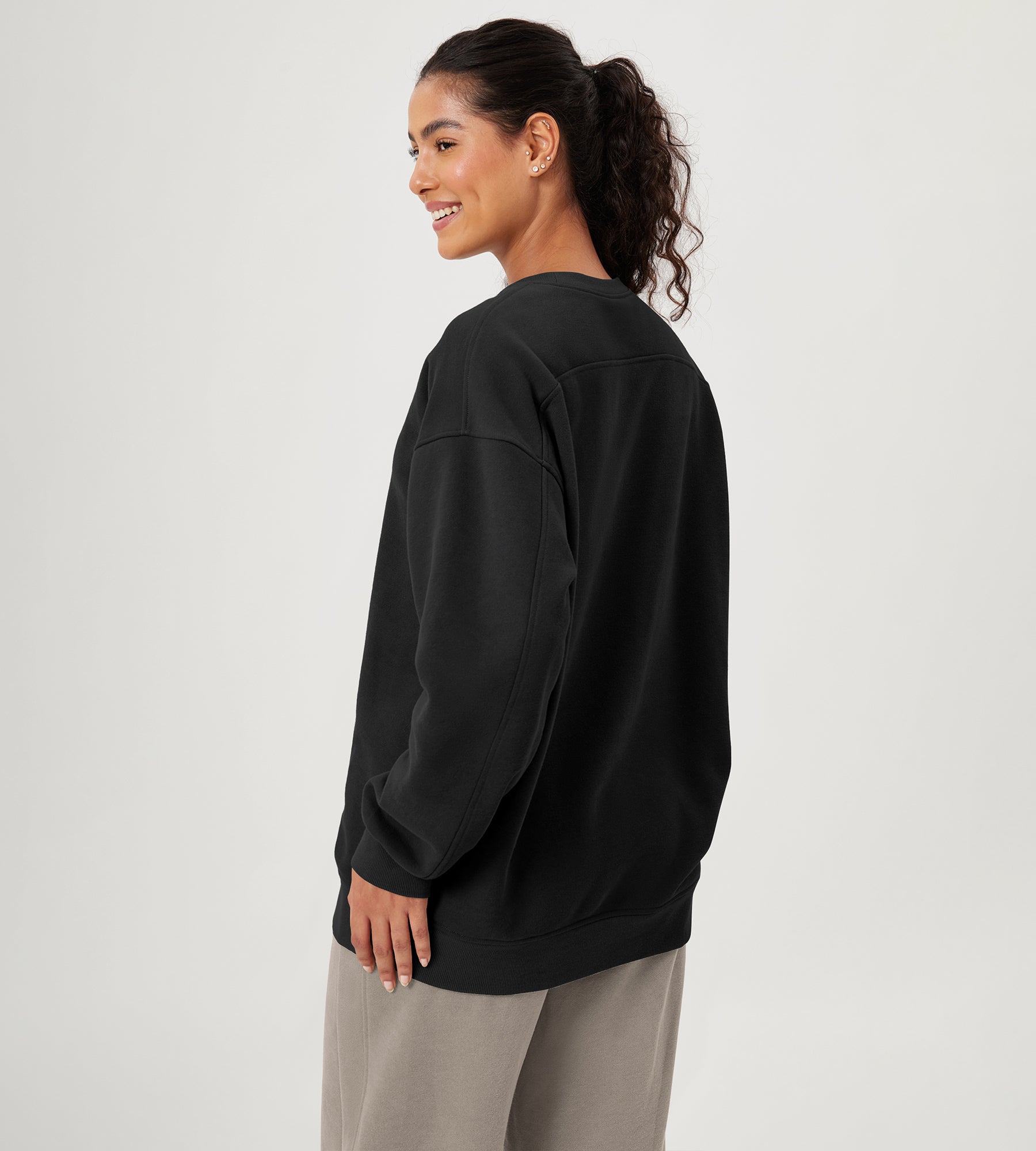 Fleece Lined Oversized Sweatshirts Long Sleeve Crew Neck Pullover - ododos