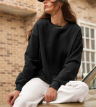 Fleece Lined Oversized Sweatshirts Long Sleeve Crew Neck Pullover - ododos