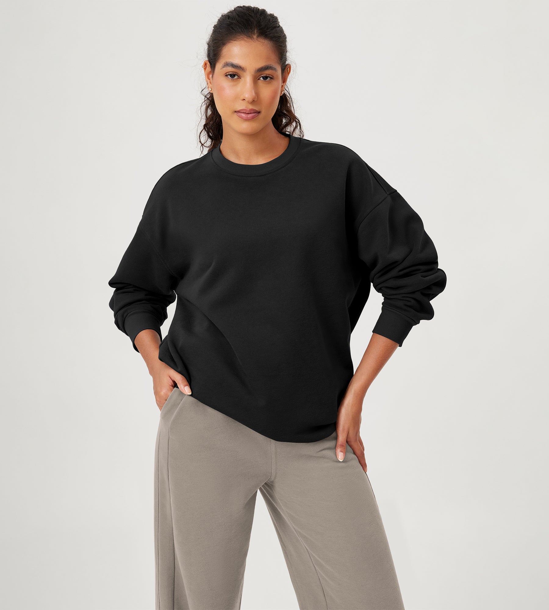 Fleece Lined Oversized Sweatshirts Long Sleeve Crew Neck Pullover - ododos