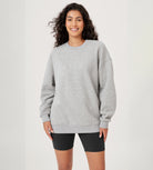 Fleece Lined Oversized Sweatshirts Long Sleeve Crew Neck Pullover Heather Grey - ododos