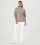 Fleece Lined Oversized Sweatshirts Long Sleeve Crew Neck Pullover - ododos