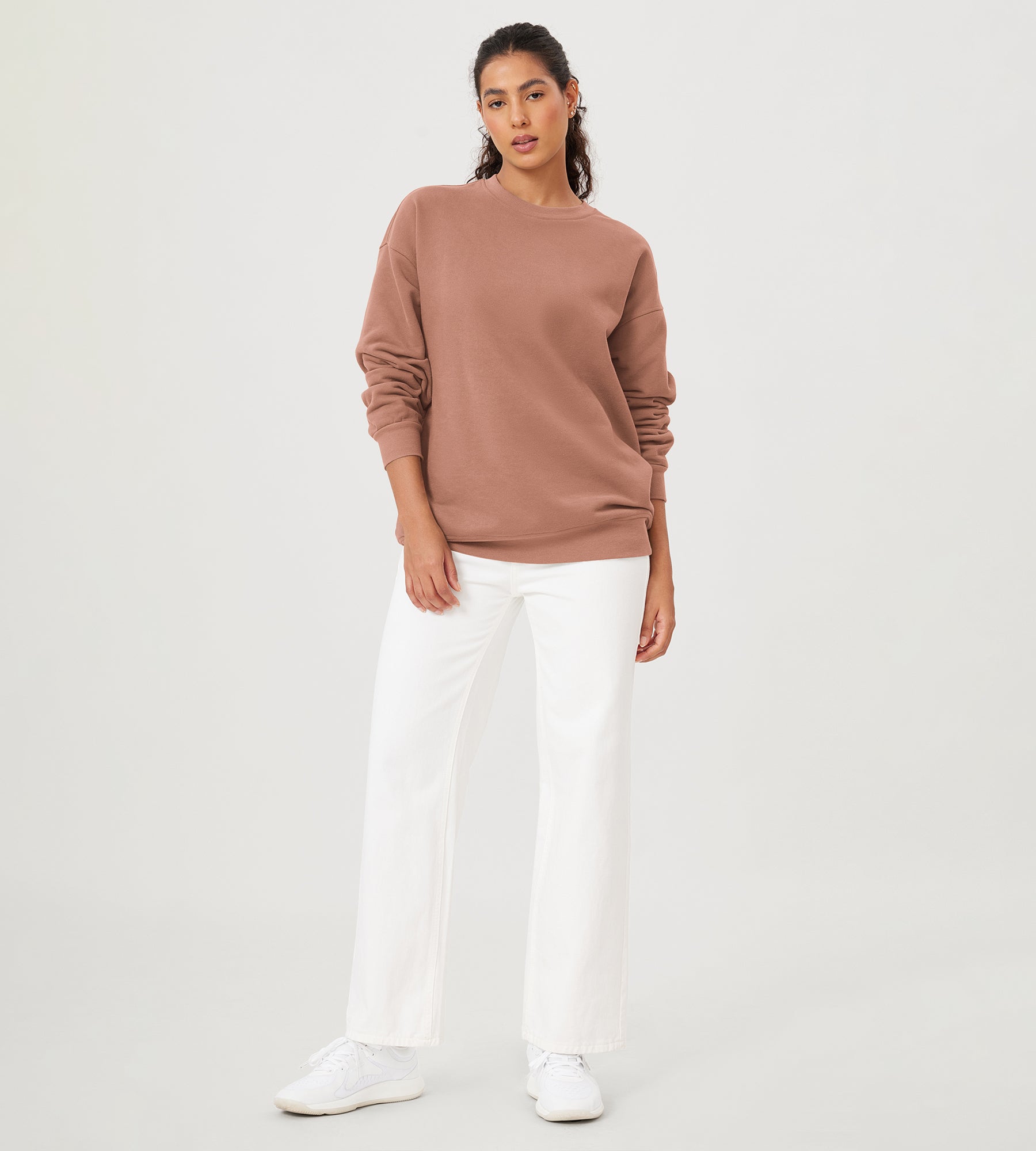 Fleece Lined Oversized Sweatshirts Long Sleeve Crew Neck Pullover - ododos