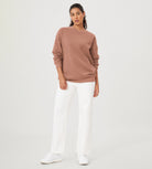 Fleece Lined Oversized Sweatshirts Long Sleeve Crew Neck Pullover - ododos