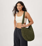 22L Quilted Carryall Crossbody Large Hobo Padding Bag - ododos