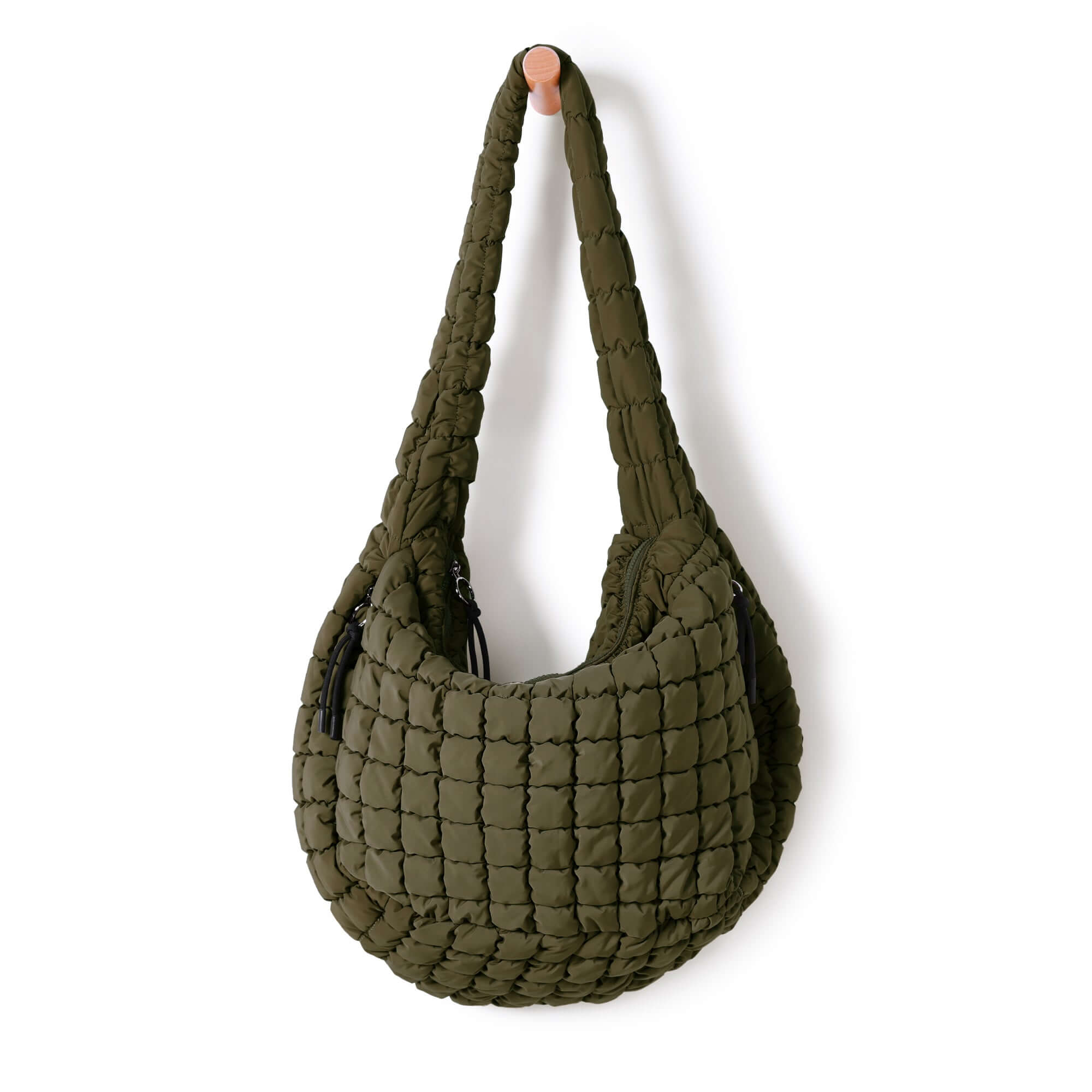 22L Quilted Carryall Crossbody Large Hobo Padding Bag Avocado - ododos