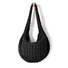 22L Quilted Carryall Crossbody Large Hobo Padding Bag Black - ododos