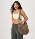 22L Quilted Carryall Crossbody Large Hobo Padding Bag - ododos