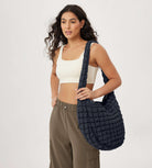 22L Quilted Carryall Crossbody Large Hobo Padding Bag - ododos