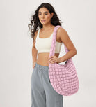 22L Quilted Carryall Crossbody Large Hobo Padding Bag - ododos