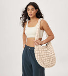 22L Quilted Carryall Crossbody Large Hobo Padding Bag - ododos