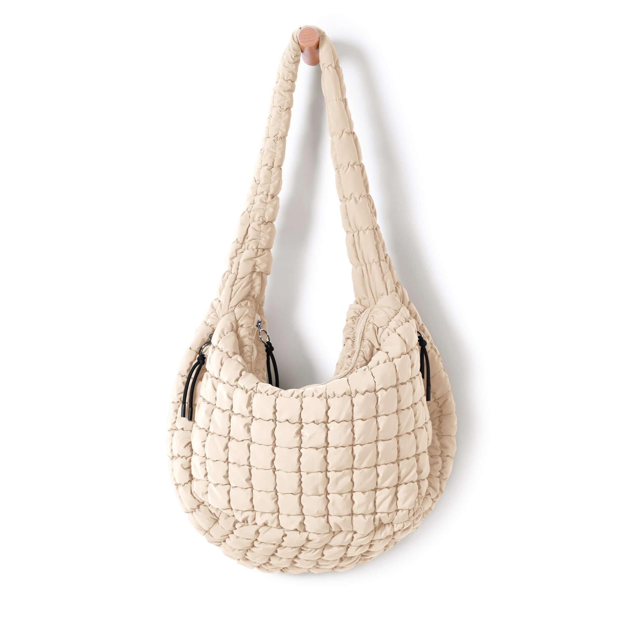 22L Quilted Carryall Crossbody Padding Bag Ivory - ododos