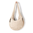 22L Quilted Carryall Crossbody Large Hobo Padding Bag Ivory - ododos