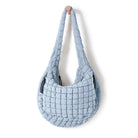 22L Quilted Carryall Crossbody Large Hobo Padding Bag Light Blue - ododos