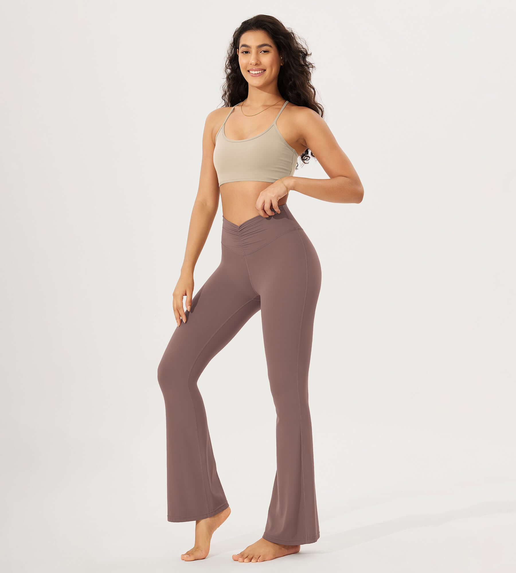 30" Cloud Feeling Ruched Flared Yoga Bootcut Pants - ododos