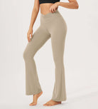 30" Cloud Feeling Ruched Flared Yoga Bootcut Pants Shaker Beige - ododos