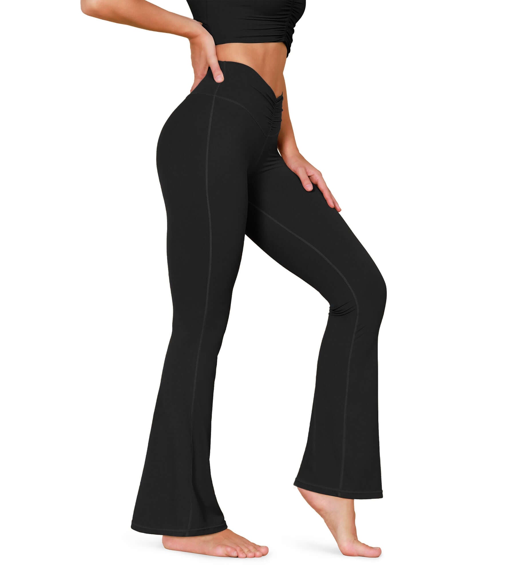 32" Cloud Feeling Ruched Flared Yoga Bootcut Pants - ododos