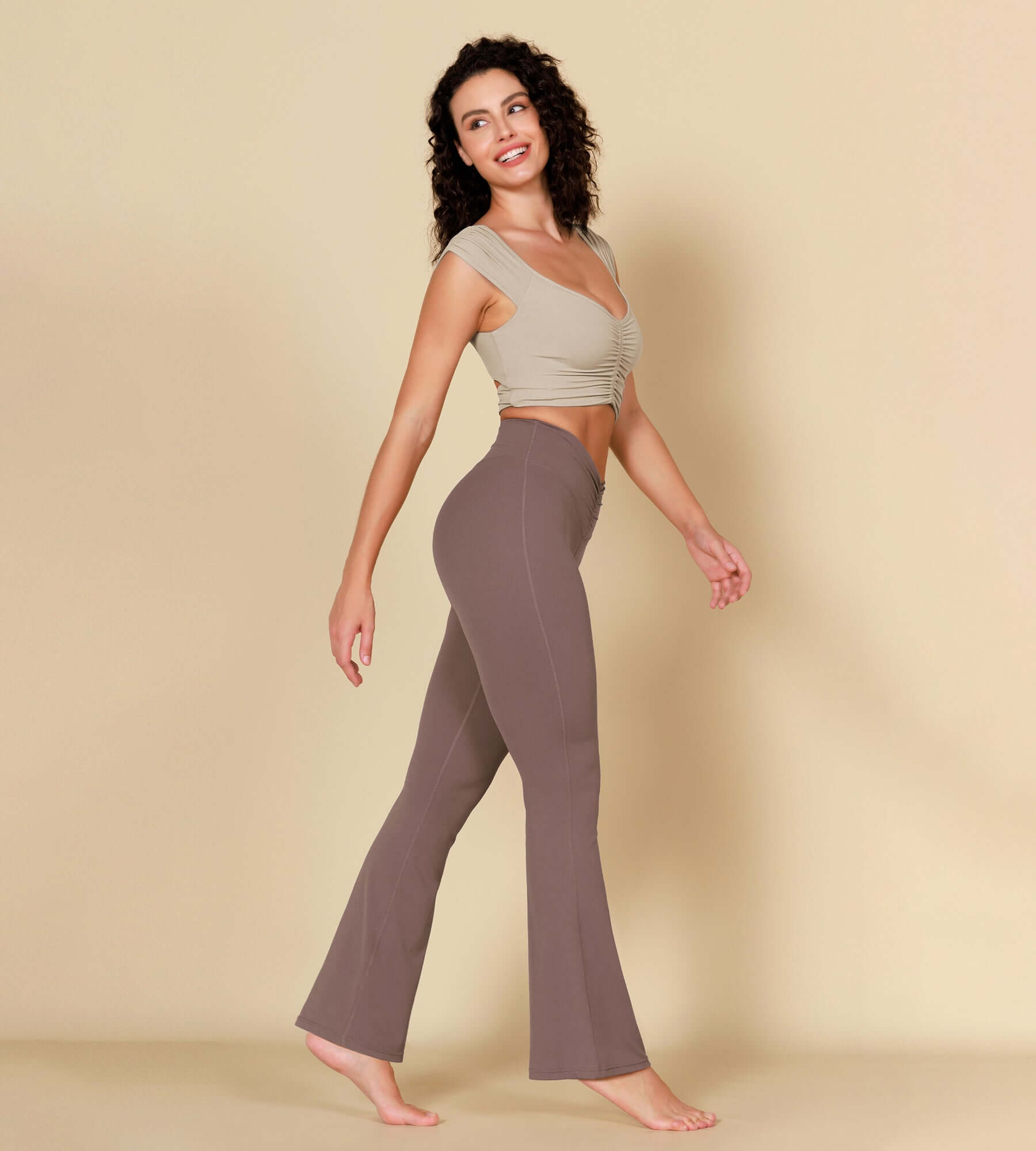 32" Cloud Feeling Ruched Flared Yoga Bootcut Pants - ododos