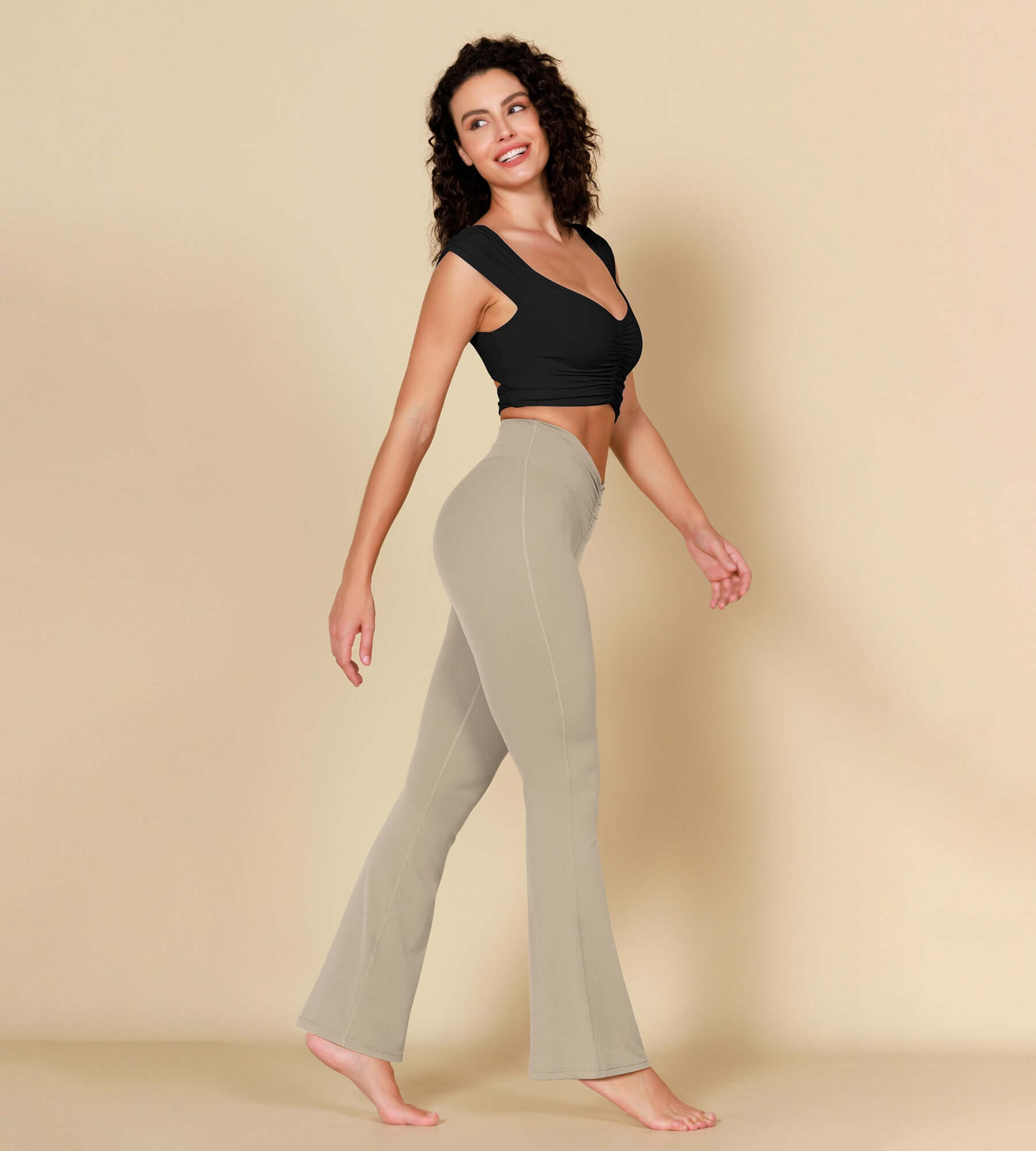 32" Cloud Feeling Ruched Flared Yoga Bootcut Pants - ododos