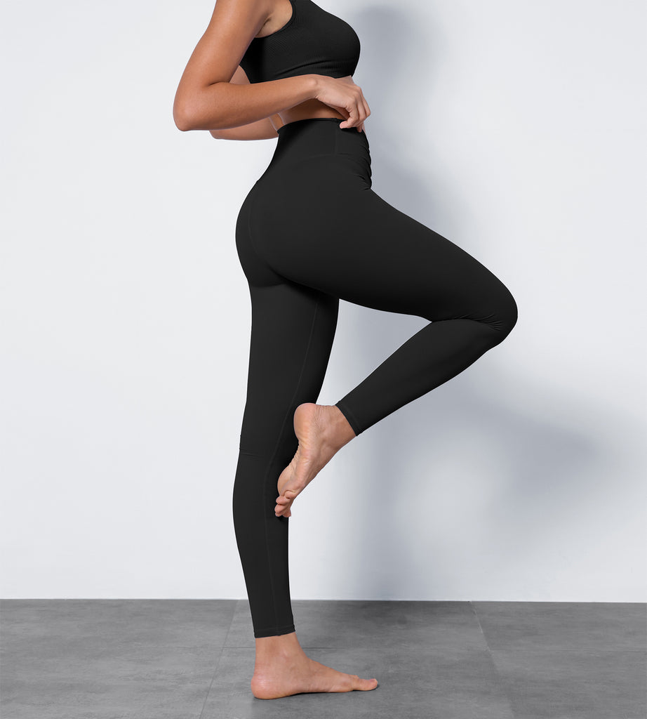 Buy ODODOS Women's Cross Waist Yoga Capris Leggings, 19 Inseam Workout  Running Gym Leggings,CharcoalHearher,X-Large Online at Lowest Price Ever in  India