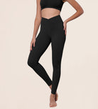 High Waist Crossover Ruched Leggings - ododos