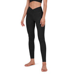 High Waist Crossover Ruched Leggings - ododos