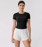 Cloud Feeling Crew Neck Short Sleeve Tee Black - ododos