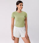 Cloud Feeling Crew Neck Short Sleeve Tee Celadon Green - ododos