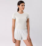 Cloud Feeling Crew Neck Short Sleeve Tee White - ododos