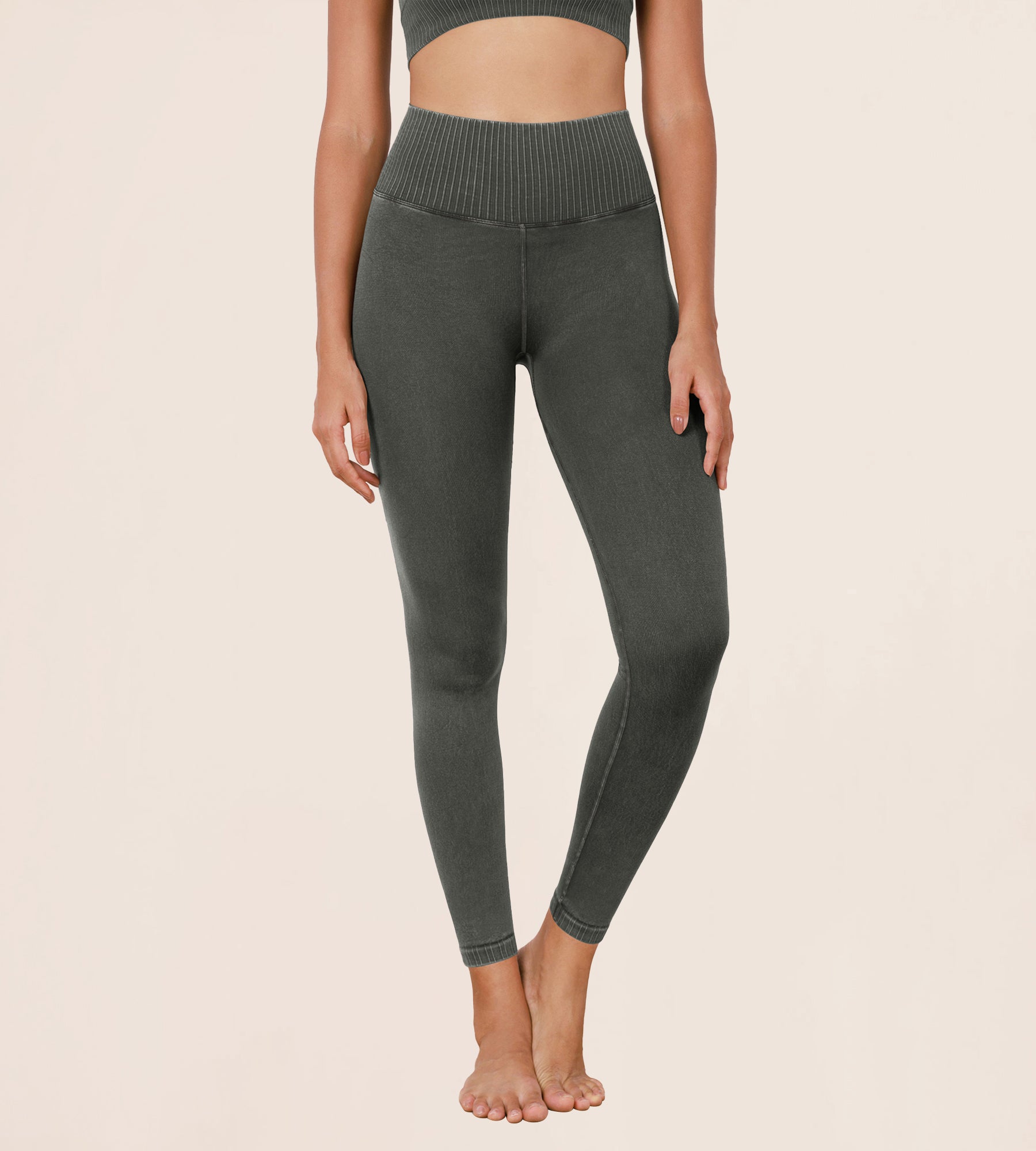 7/8 High Waist Seamless Ribbed Leggings - ododos