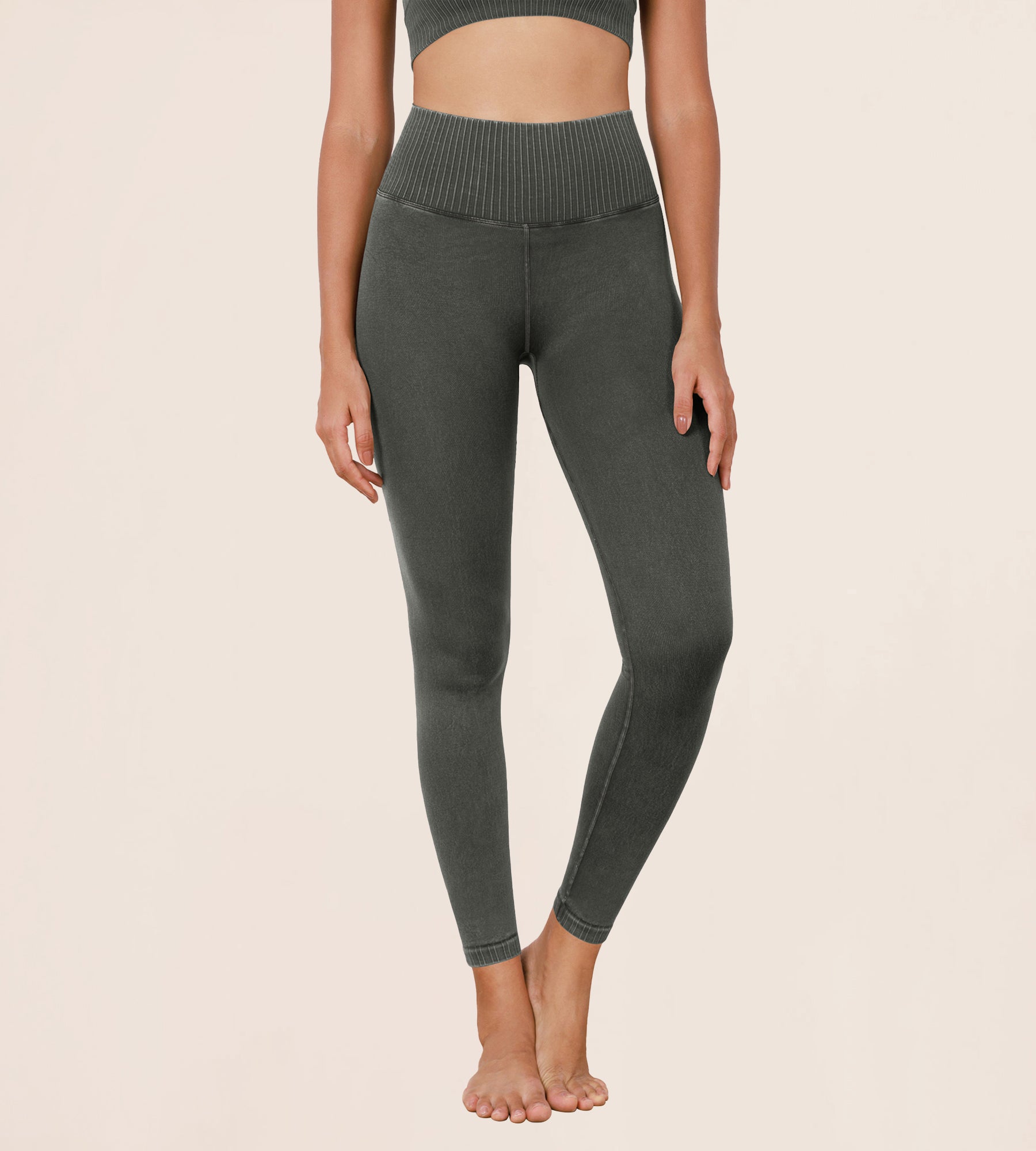 28" High Waist Seamless Ribbed Leggings - ododos