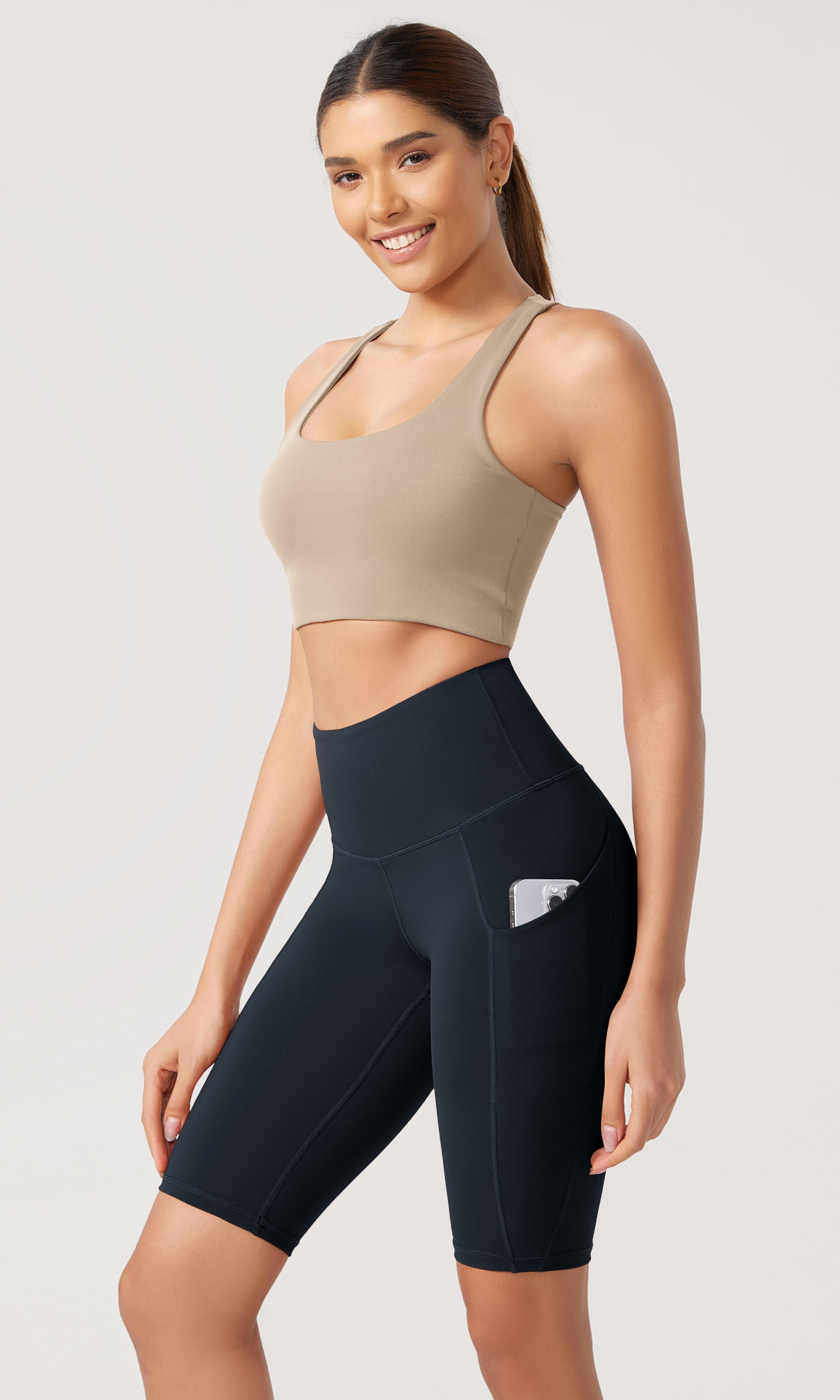 10 Tummy Control 2.0 High Waist Athletic Workout Shorts with Pockets Deep Navy - ododos