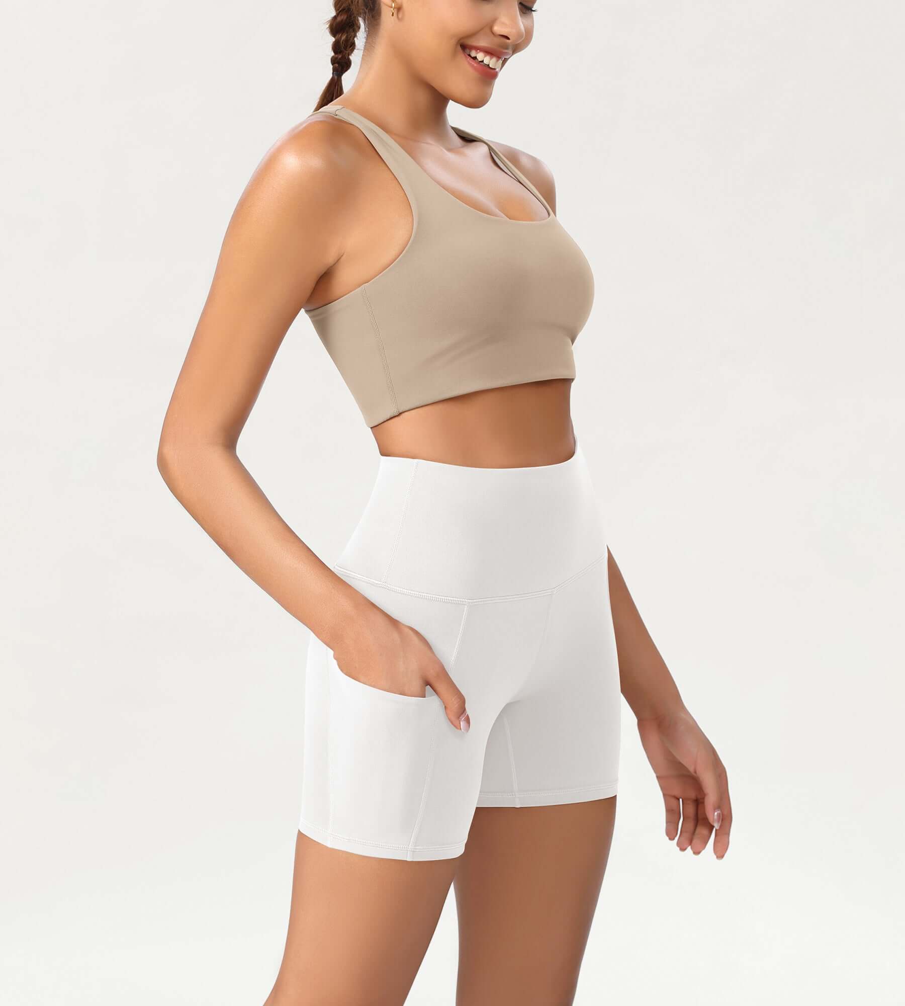 5 High Waist Control Shorts with Pockets - ododos