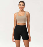 5" High Waist Tummy Control Shorts with Pockets Black - ododos