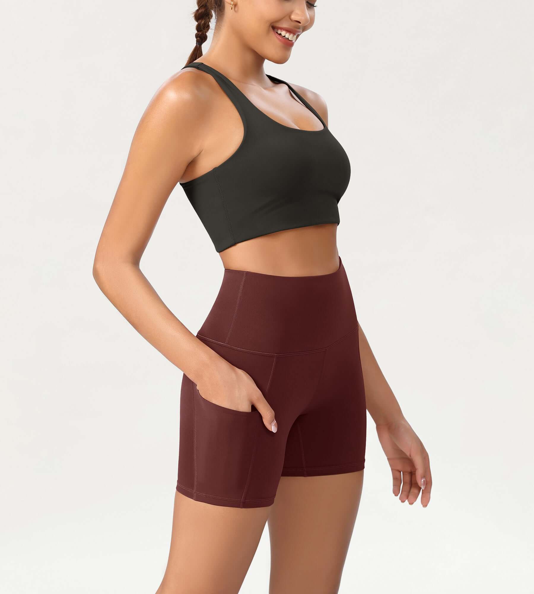 5 High Waist Control Shorts with Pockets - ododos
