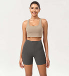 5" High Waist Tummy Control Shorts with Pockets Charcoal - ododos