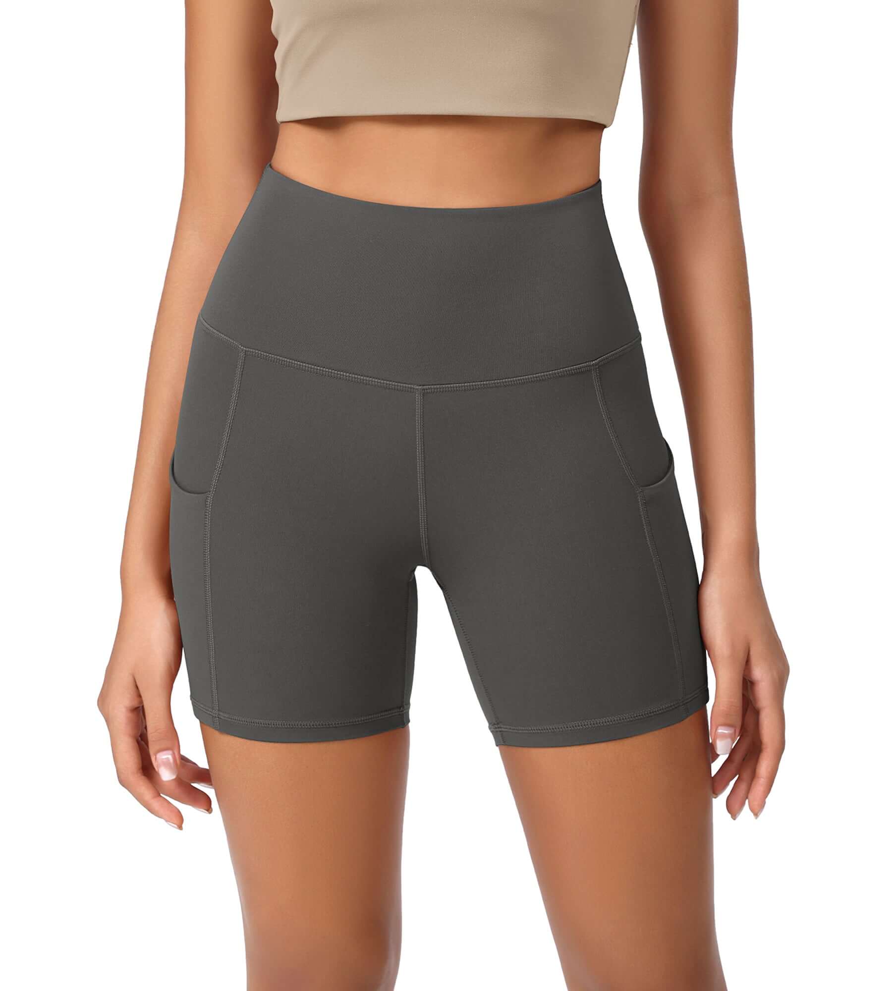 5" High Waist Tummy Control Shorts with Pockets - ododos