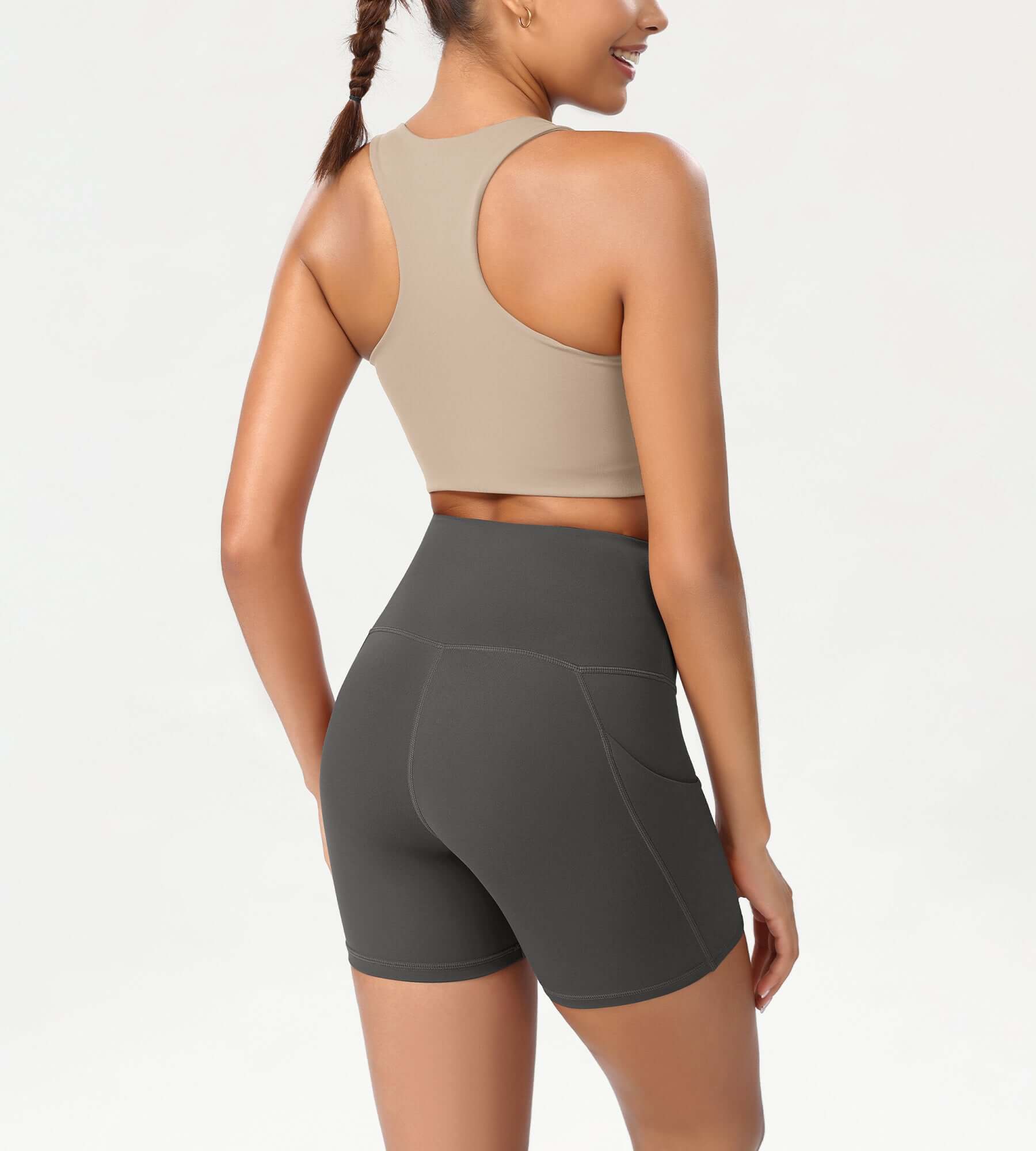 5" High Waist Tummy Control Shorts with Pockets - ododos