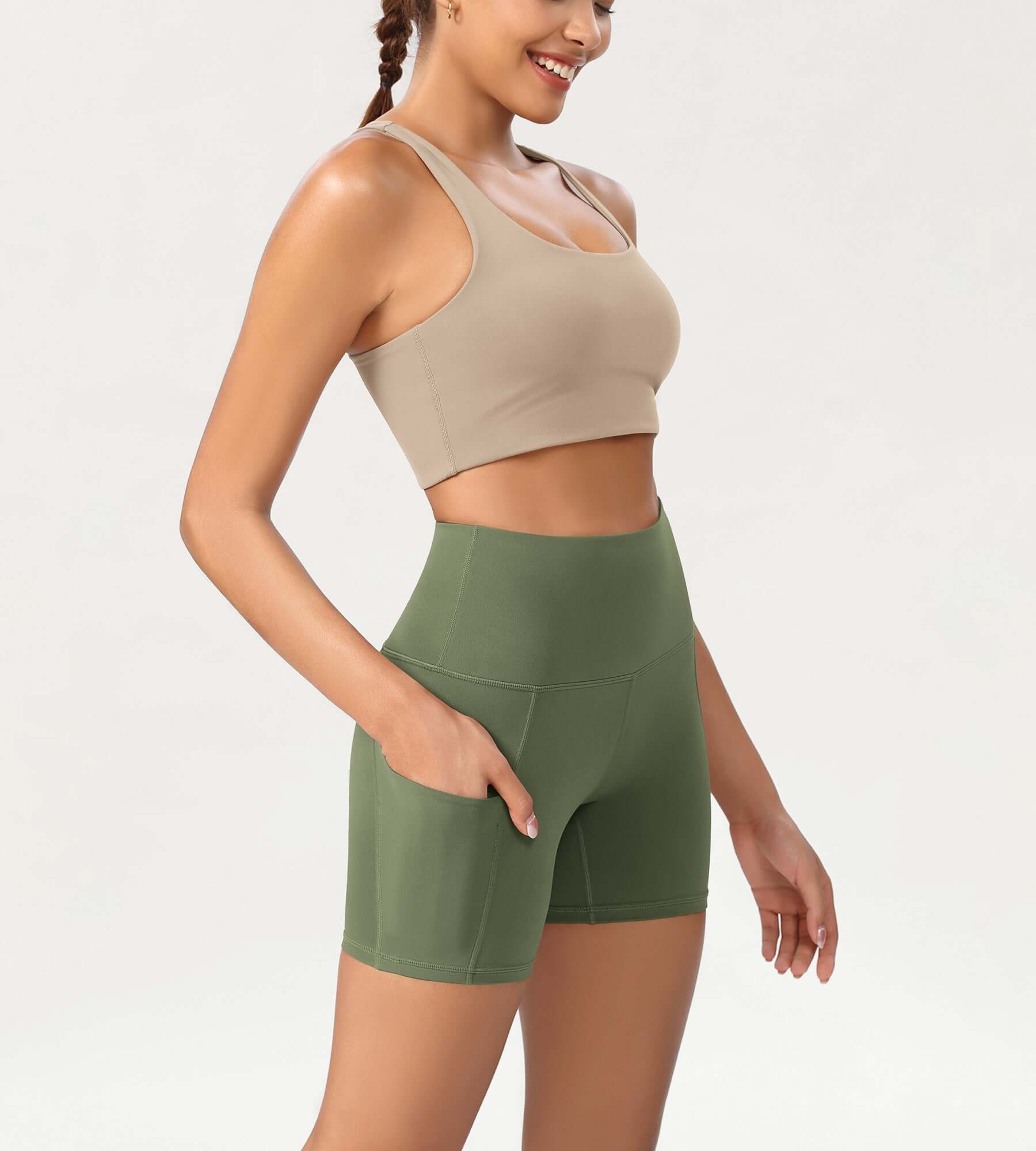 5 High Waist Control Shorts with Pockets - ododos