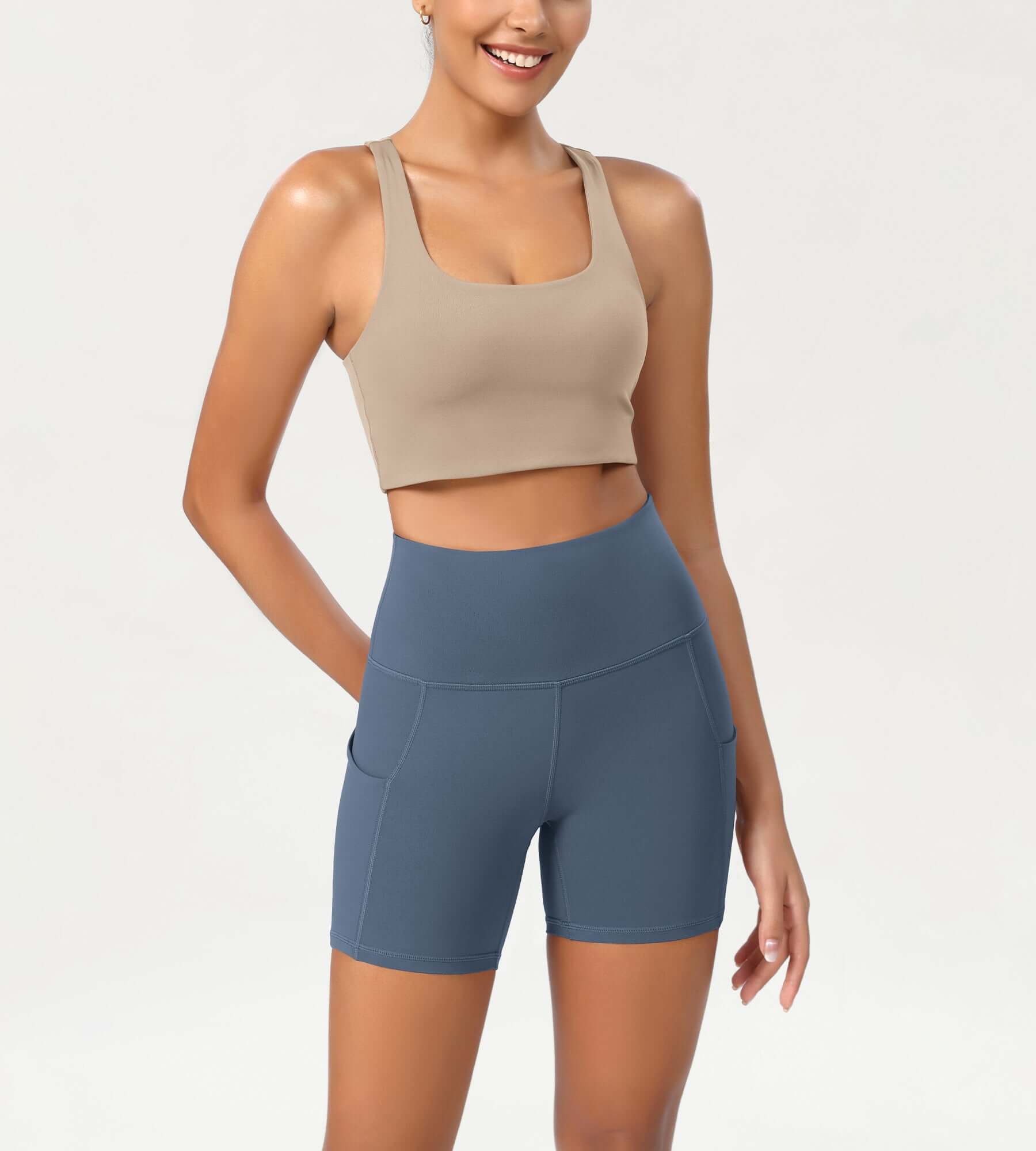 5" High Waist Tummy Control Shorts with Pockets - ododos