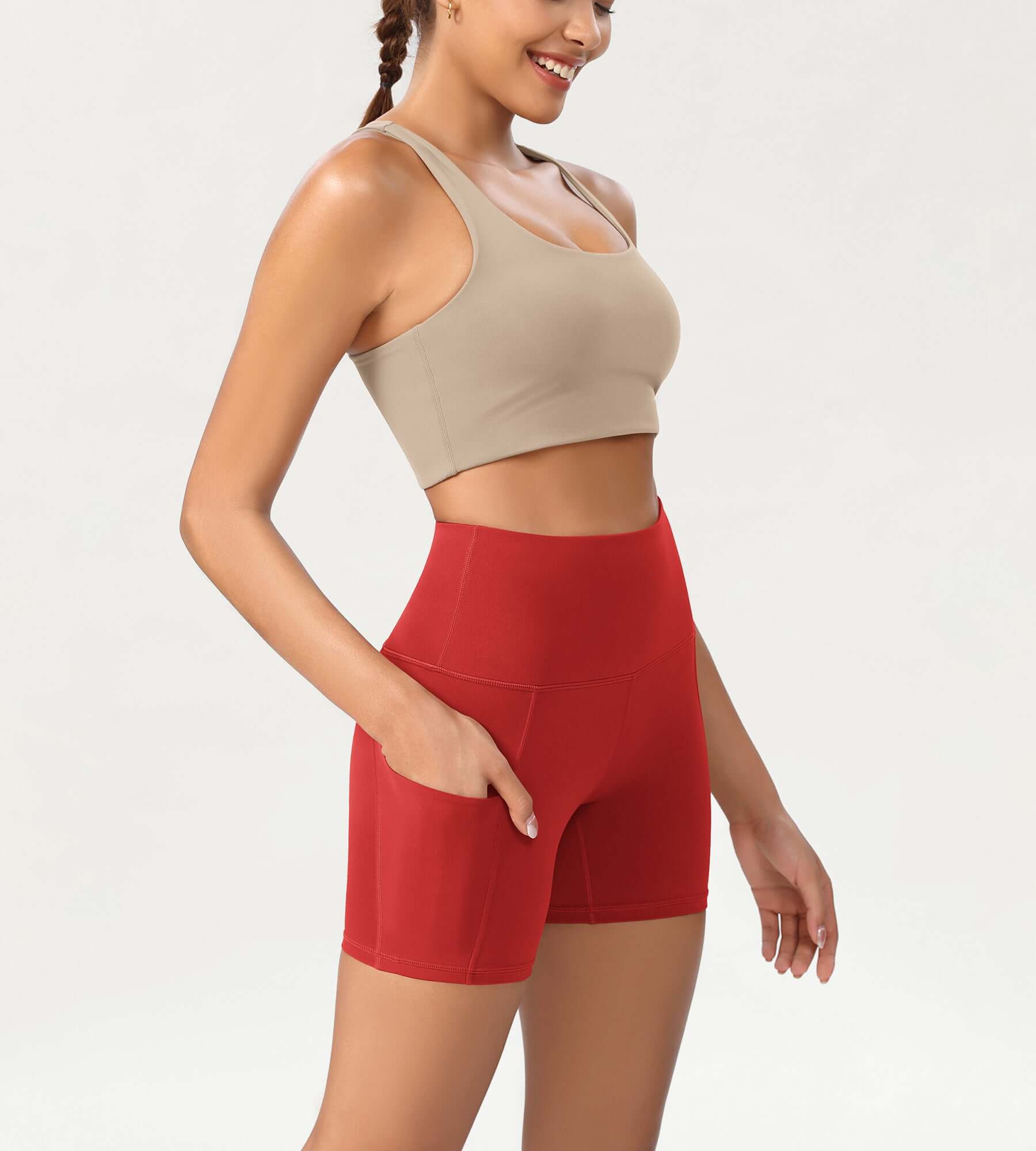 5 High Waist Control Shorts with Pockets - ododos