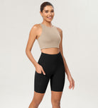 8" Tummy Control 2.0 High Waist Athletic Workout Shorts with Pockets Black - ododos