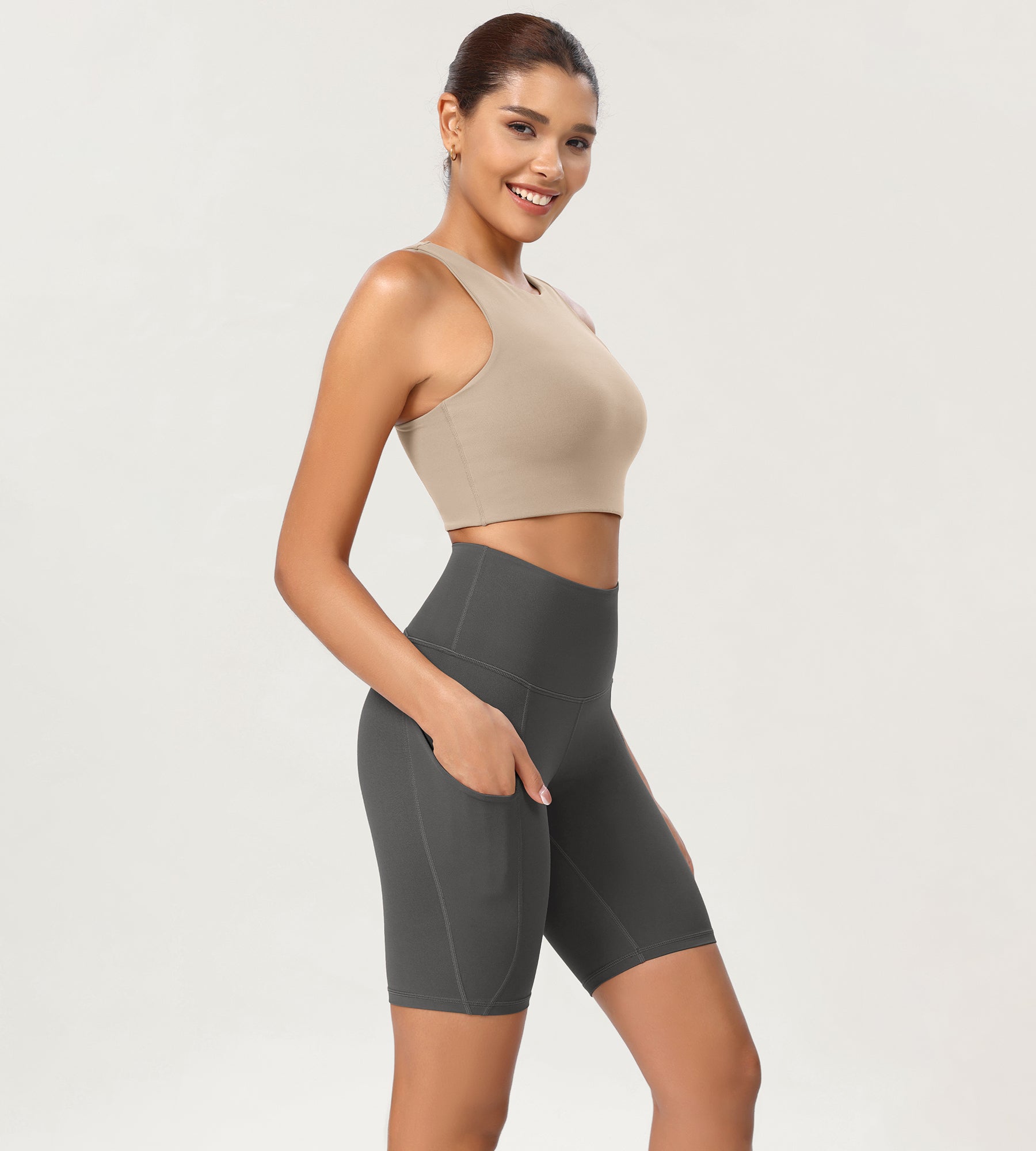 8 Tummy Control 2.0 High Waist Athletic Workout Shorts with Pockets - ododos