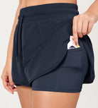 2 in 1 Athletic Shorts with Pockets - ododos